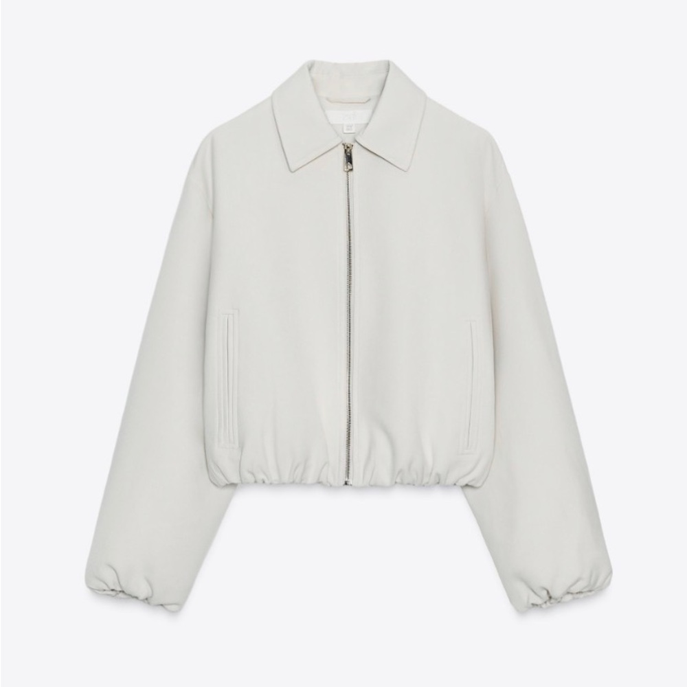 Zara puffy bomber jacket  in ecru- large